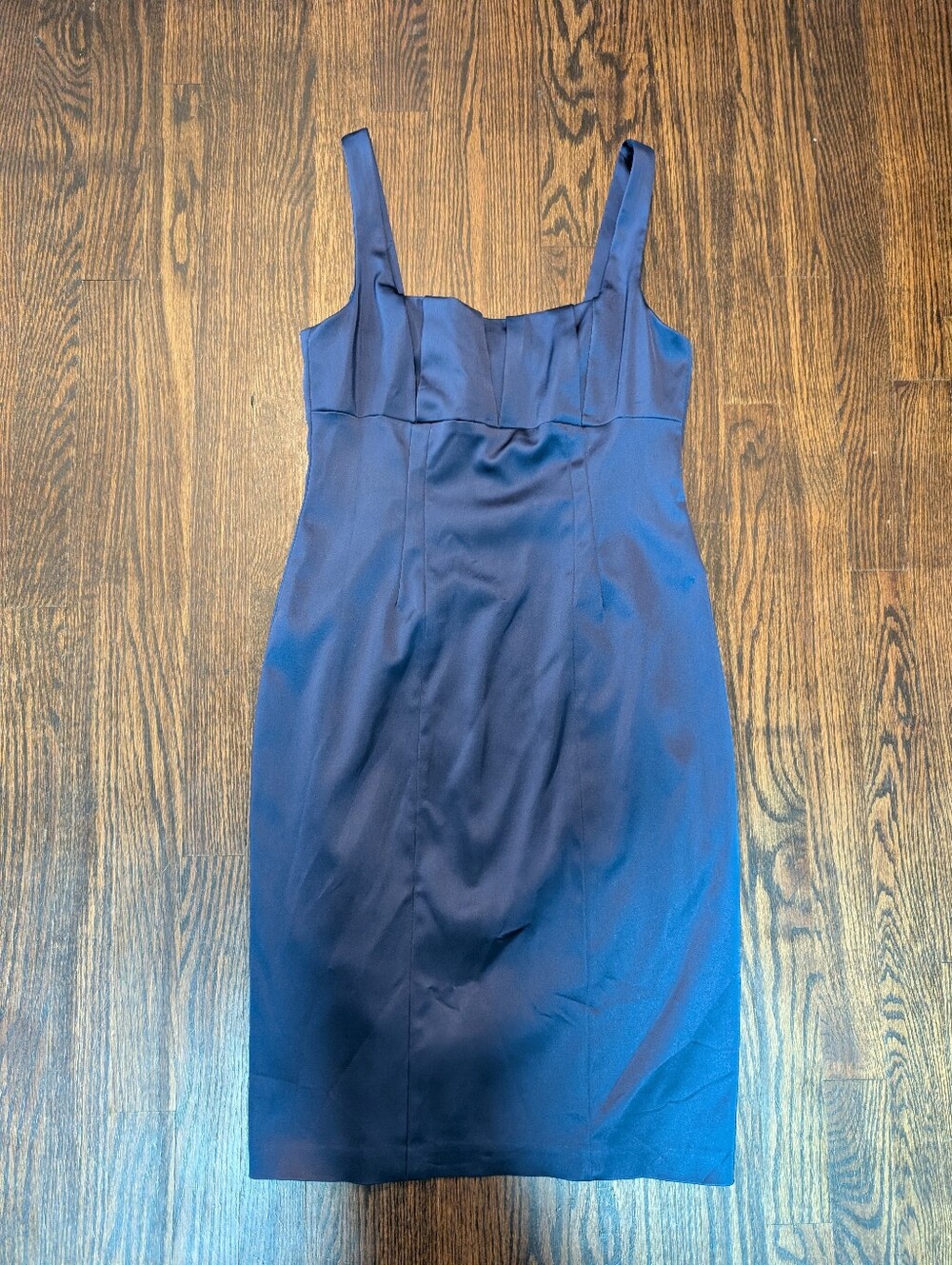 David Meister Navy Blue Satin Cocktail Dress Size 8